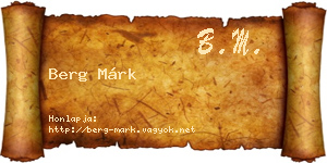 Berg Márk névjegykártya